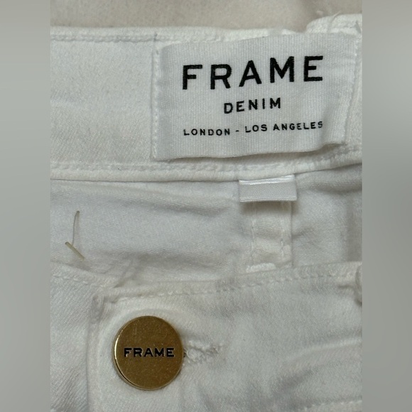 Frame Le Skinny de Jeanne Stagger Raw Hem White Denim White Size 28 - Picture 12 of 16
